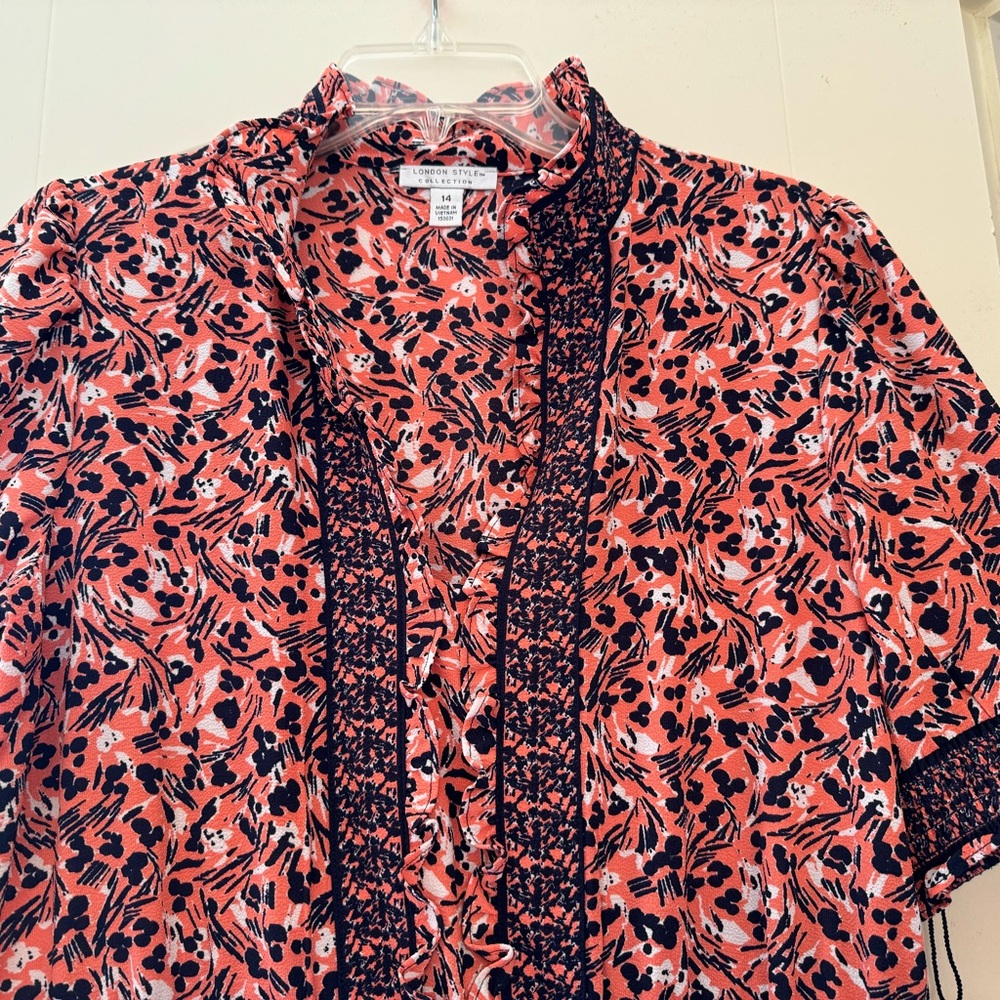 Salmon and Navy patterned dress